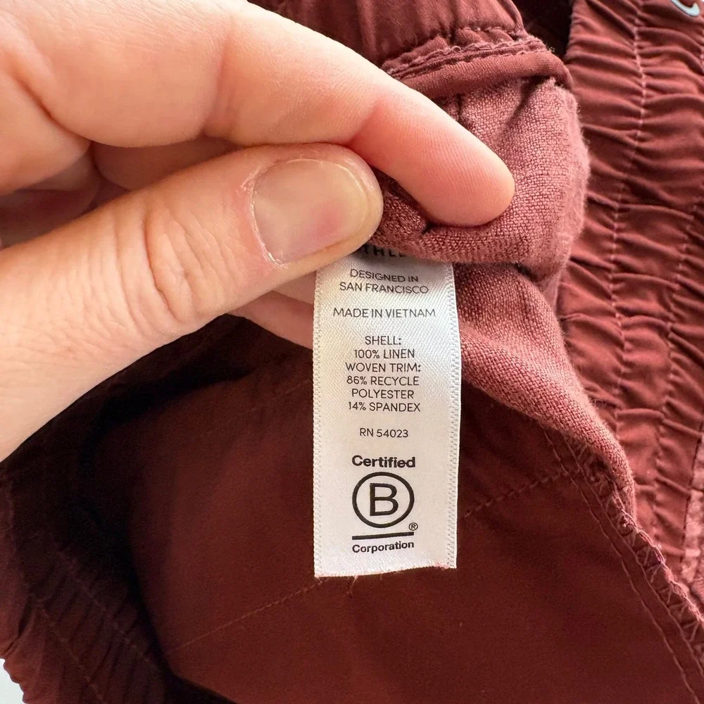 Athleta Linen Blend Drawstring Waist‎ Shorts Red Size 2 - Picture 4 of 5